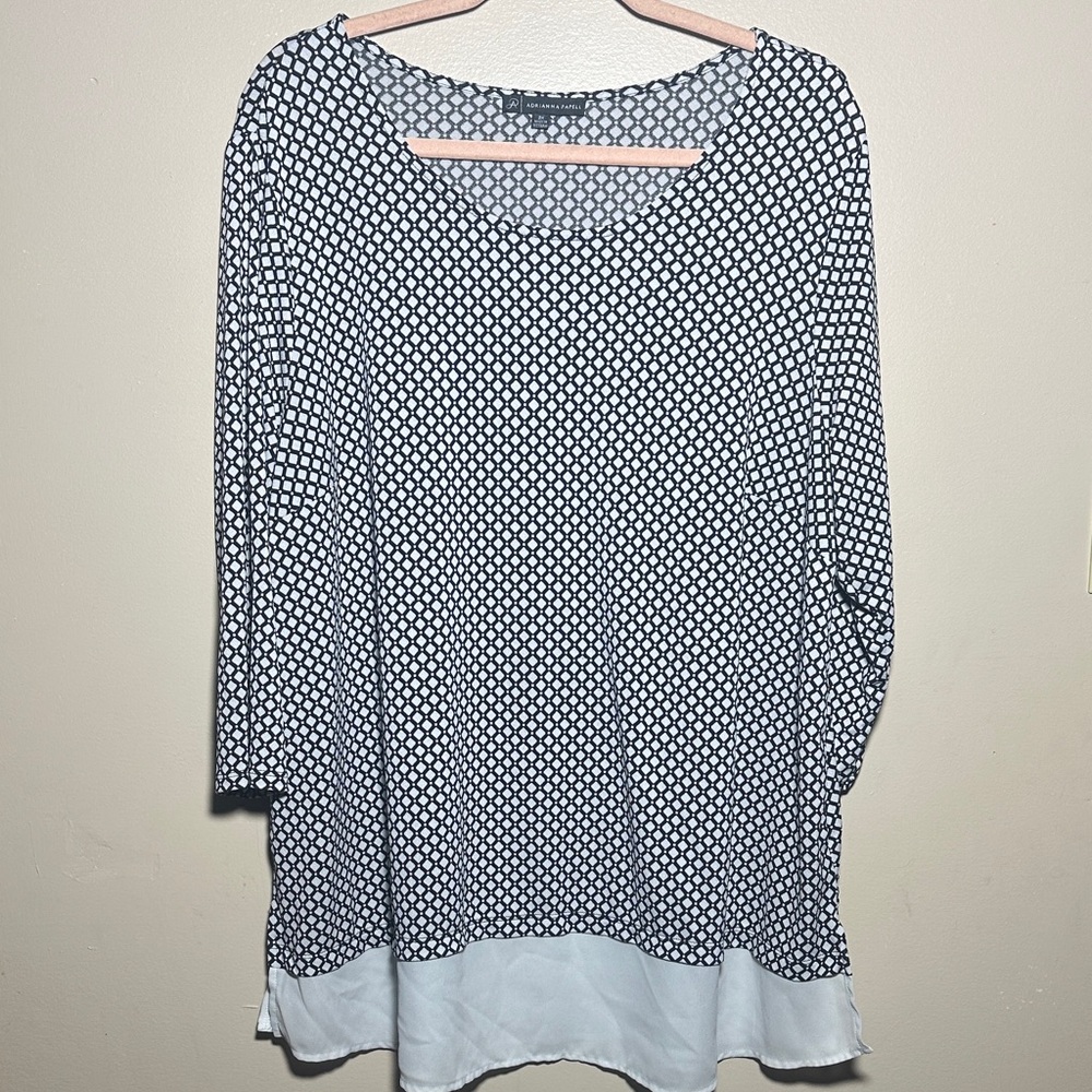 Adrianna Papell‎ Black White Career Top | 2X